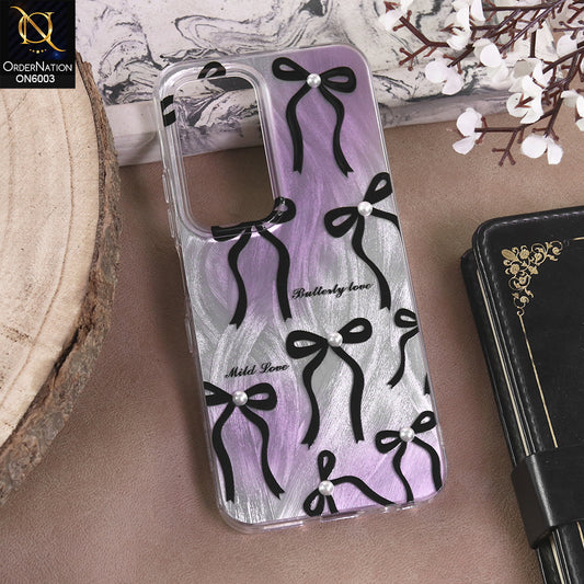 Infinix Hot 60 - Black - New Luxury Coquette Phone Case Lavender Marble & Pearl Bows