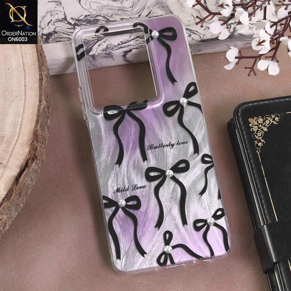 Infinix Note 30 - Black - New Luxury Coquette Phone Case Lavender Marble & Pearl Bows