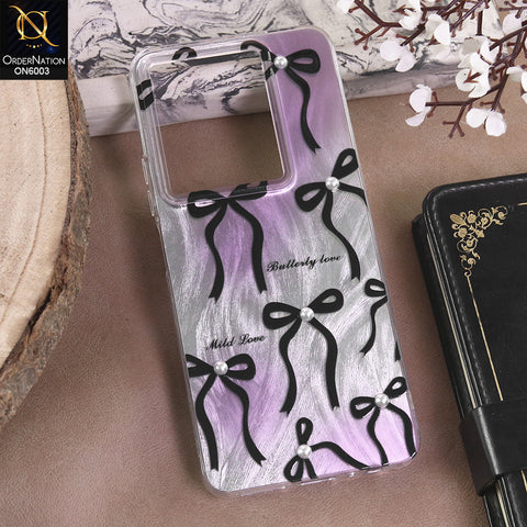 Infinix Note 30 - Black - New Luxury Coquette Phone Case Lavender Marble & Pearl Bows