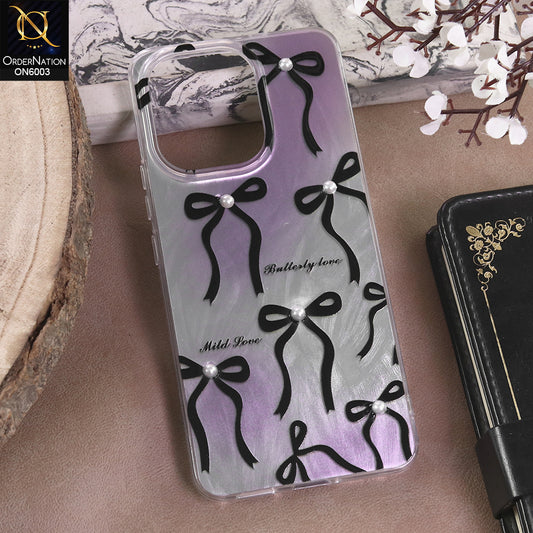 Oppo A6 Pro 5G - Black - New Luxury Coquette Phone Case Lavender Marble & Pearl Bows