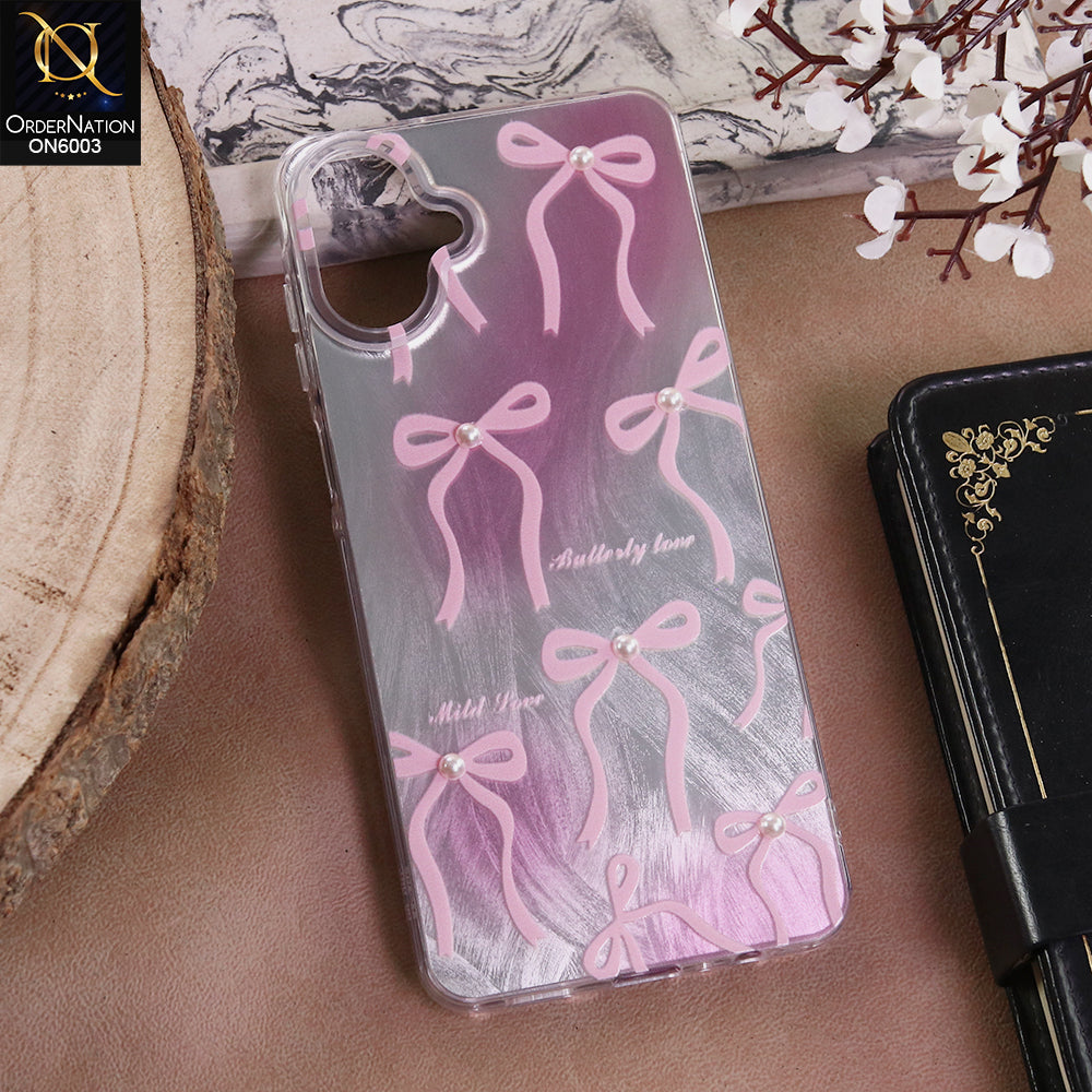 Samsung Galaxy A07 4G - Pink - New Luxury Coquette Phone Case Lavender Marble & Pearl Bows