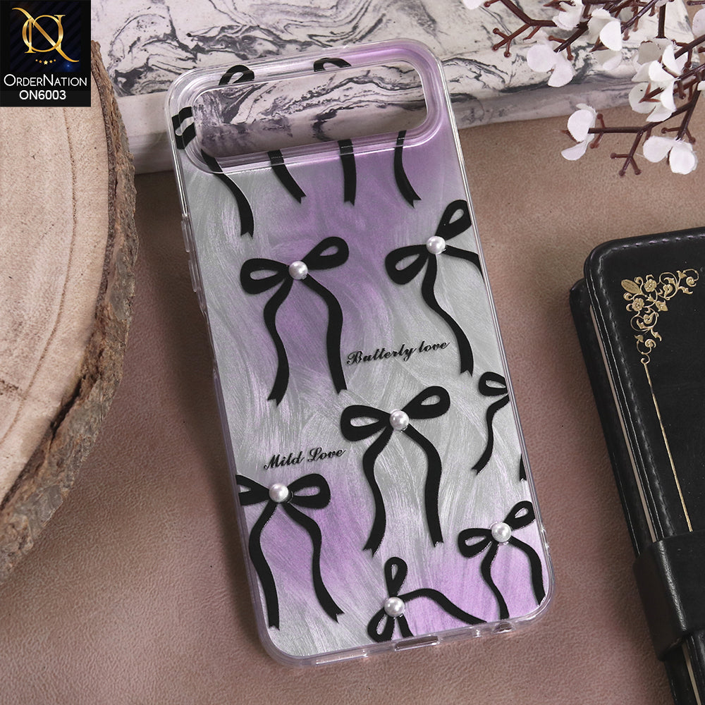 Infinix Smart 10 Plus - Black - New Luxury Coquette Phone Case Lavender Marble & Pearl Bows