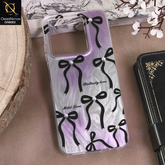 Infinix Hot 50i - Black - New Luxury Coquette Phone Case Lavender Marble & Pearl Bows