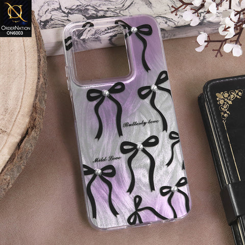 Infinix Smart 9 - Black - New Luxury Coquette Phone Case Lavender Marble & Pearl Bows