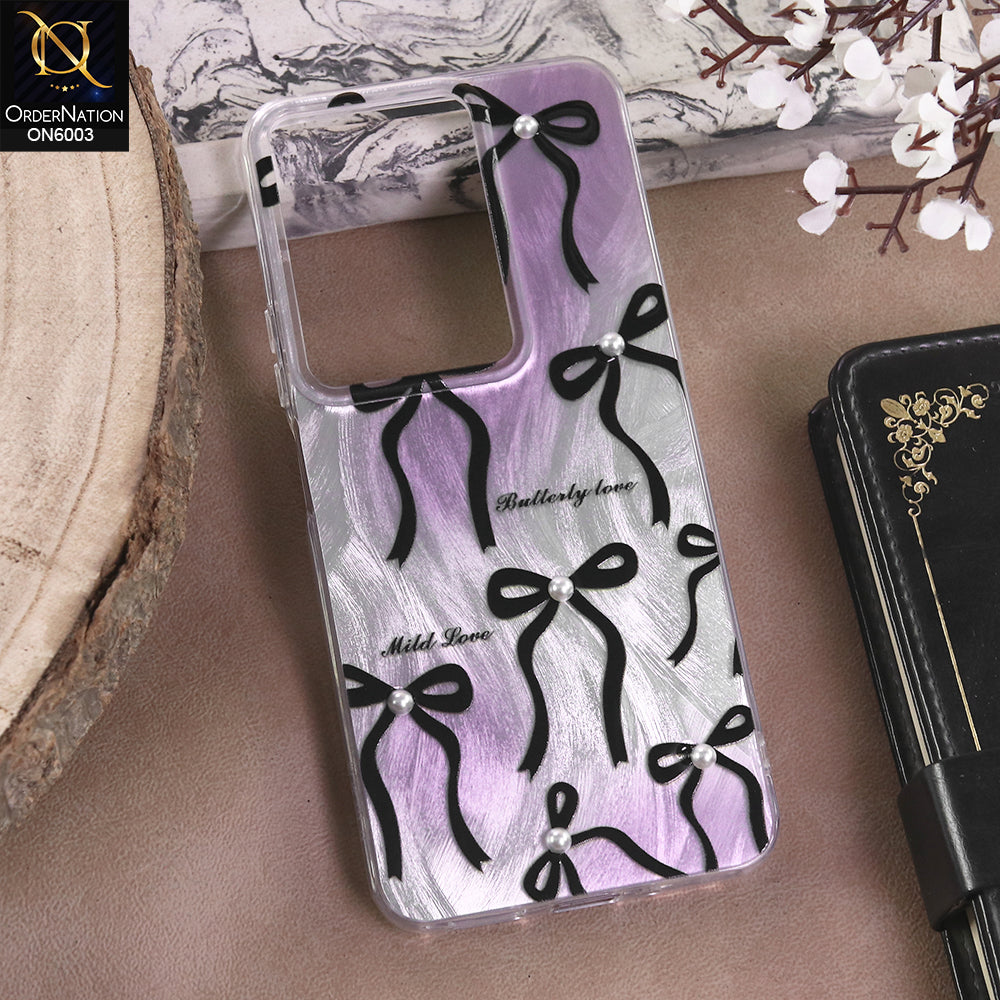 Vivo Y300t / Vivo T4x - Black - New Luxury Coquette Phone Case Lavender Marble & Pearl Bows