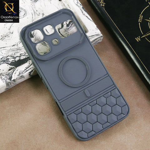 Infinix Note 60 Pro Cover  - Grey - Textured Grip Design with Built-in Ring puffer down magsafe styled Case