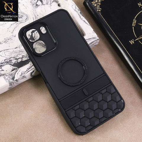 Oppo K14x - Black -  Textured Grip Design with Built-in Ring puffer down magsafe styled Case
