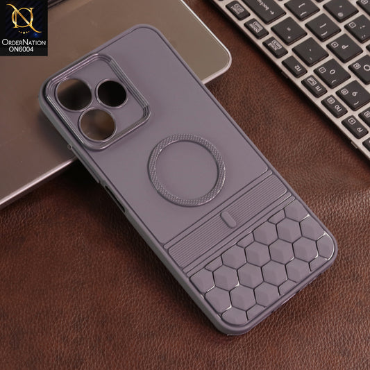 Oppo A6c - Gray -  Textured Grip Design with Built-in Ring puffer down magsafe styled Case