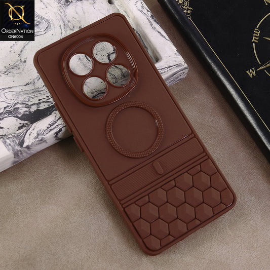 Xiaomi Redmi Note 15 Cover  - Brown - Textured Grip Design with Built-in Ring puffer down magsafe styled Case