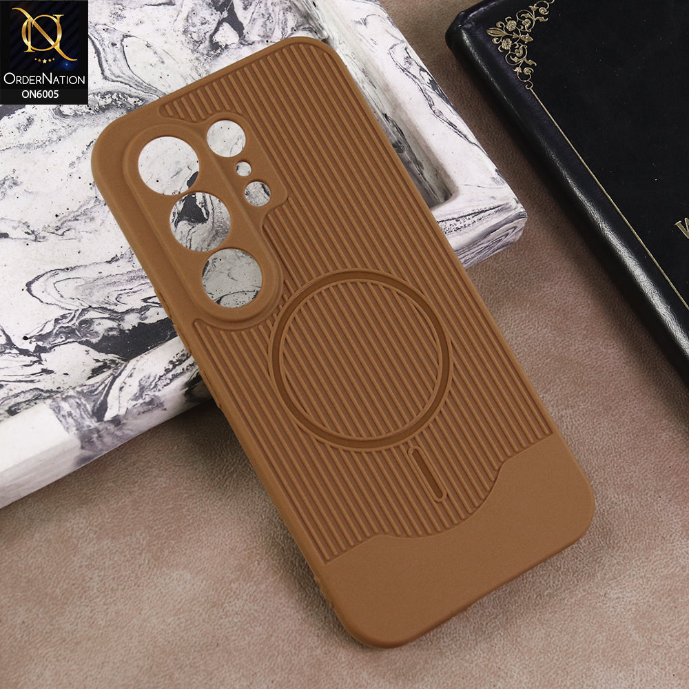 Tecno Camon 50 4G Cover  - Light Brown - Premium 3D Line Textured Silicone Back Cover with Shockproof Camera Protection