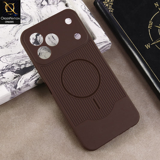 Tecno Spark 50 4G Cover  - Brown - Premium 3D Line Textured Silicone Back Cover with Shockproof Camera Protection