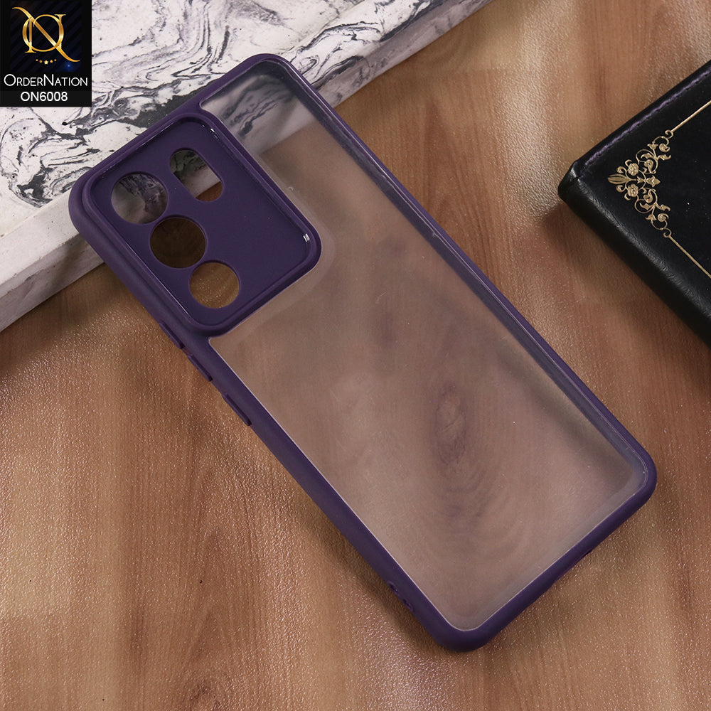 Vivo V29e - Purple  -  New Shockproof PC Hard Shell Transculant Flexibel Bumper Phone Case
