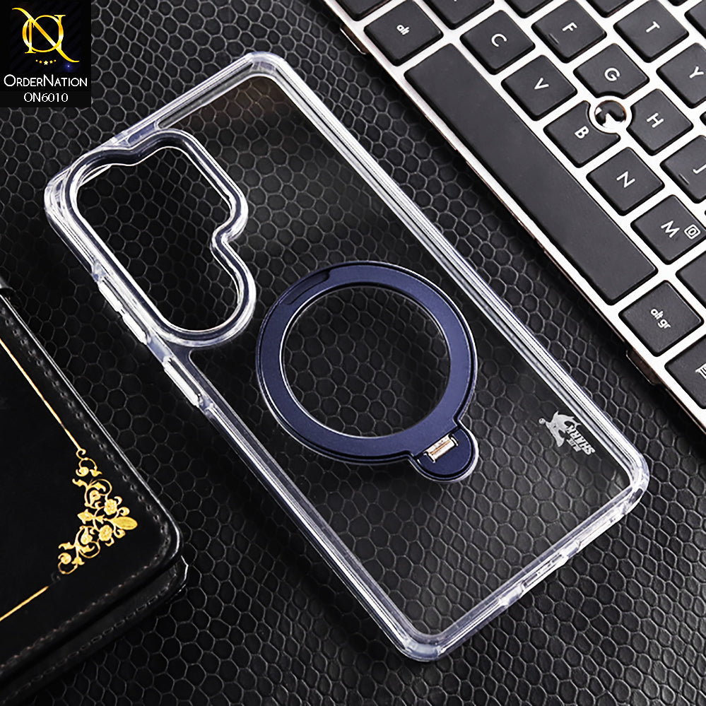 Samsung Galaxy S26 Ultra Cover - Blue - Blue Shark Premium Shockproof Cover with Magnetic Ring Holder