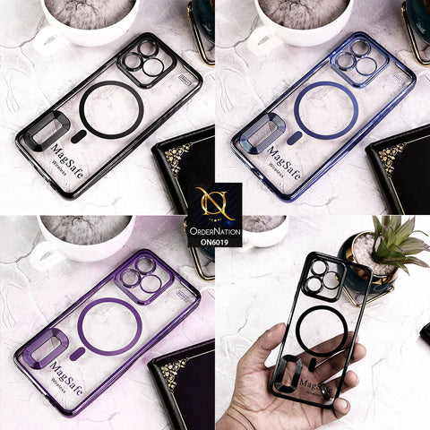 Xiaomi Redmi A3 Cover - Black - Transparent Electroplating Borders Soft Silicon Magsafe Style Case With Camera Protection