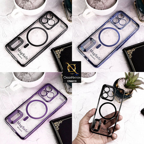 Samsung Galaxy A25 5G Cover - Blue - Transparent Electroplating Borders Soft Silicon Magsafe Style Case With Camera Protection