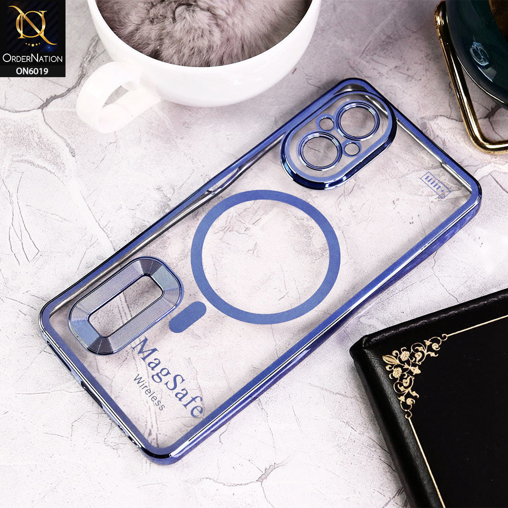 Realme C67 4G Cover - Blue - Transparent Electroplating Borders Soft Silicon Magsafe Style Case With Camera Protection