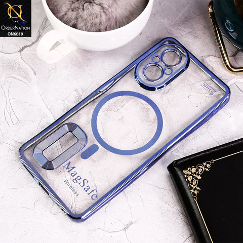 Realme C67 4G Cover - Blue - Transparent Electroplating Borders Soft Silicon Magsafe Style Case With Camera Protection