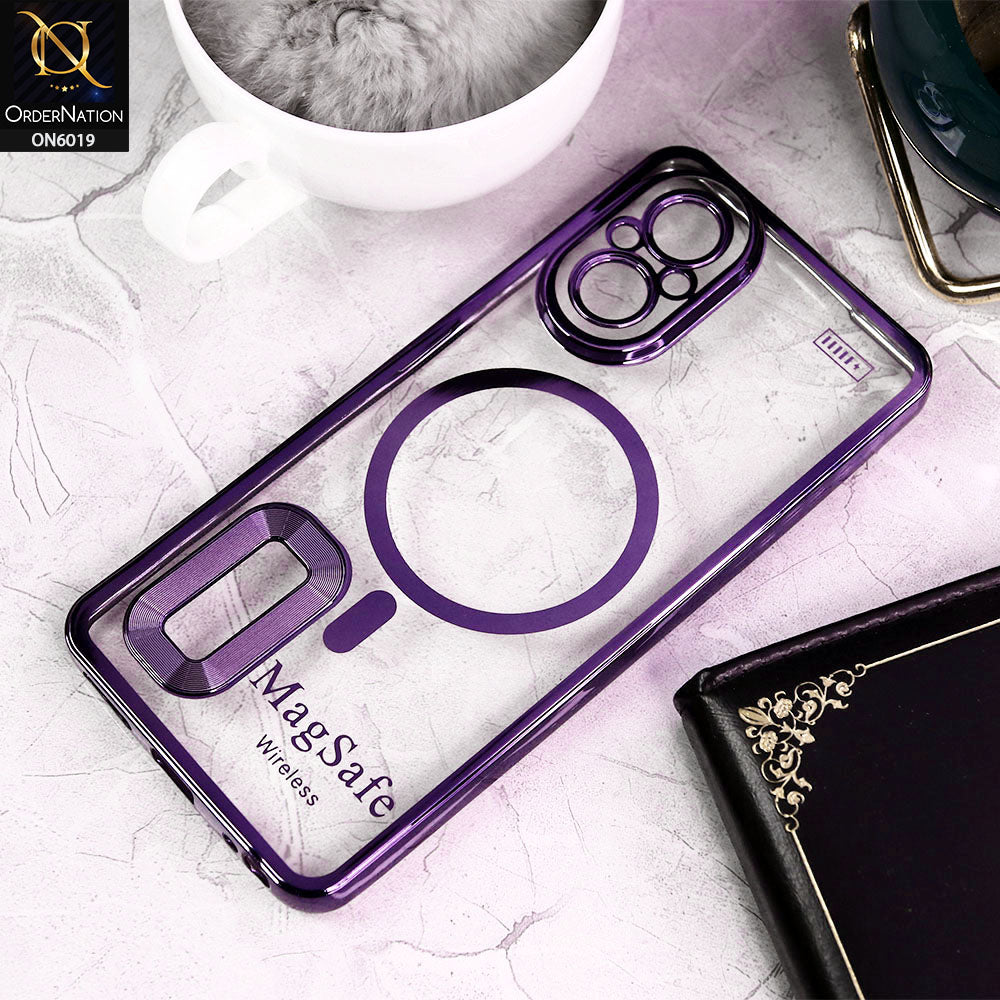 Realme C67 4G Cover - Purple - Transparent Electroplating Borders Soft Silicon Magsafe Style Case With Camera Protection