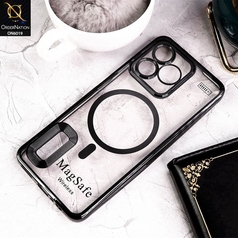 Realme Narzo N53 Cover - Black - Transparent Electroplating Borders Soft Silicon Magsafe Style Case With Camera Protection