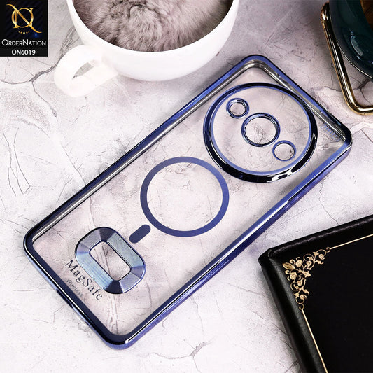 Xiaomi Redmi A3 Cover - Blue - Transparent Electroplating Borders Soft Silicon Magsafe Style Case With Camera Protection