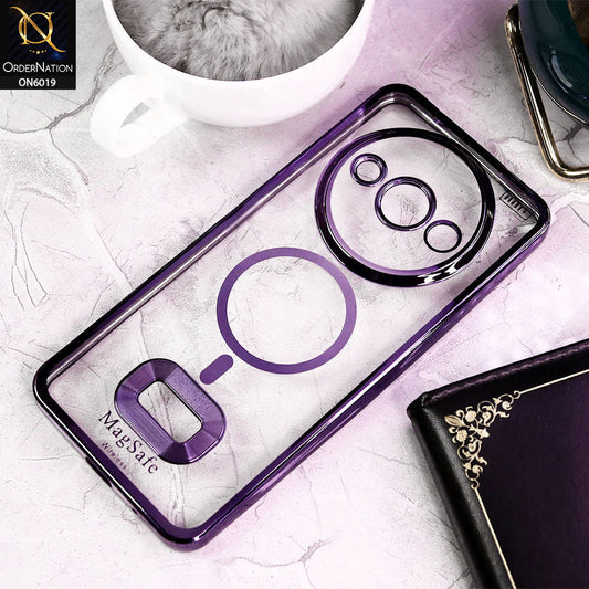 Xiaomi Redmi A3 Cover - Purple - Transparent Electroplating Borders Soft Silicon Magsafe Style Case With Camera Protection