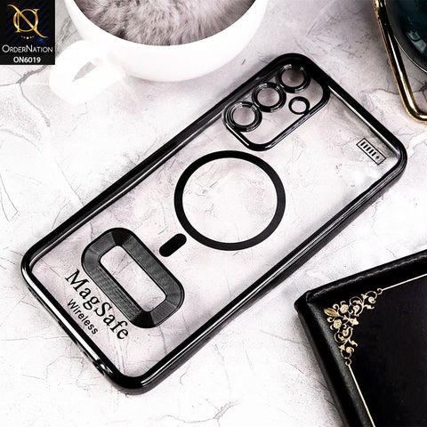 Samsung Galaxy A15 4G Cover - Black - Transparent Electroplating Borders Soft Silicon Magsafe Style Case With Camera Protection