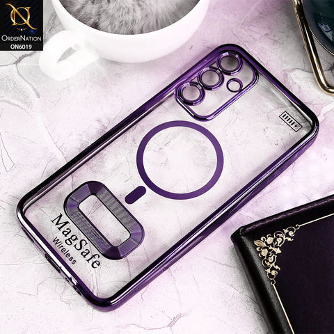 Samsung Galaxy A15 5G Cover - Purple - Transparent Electroplating Borders Soft Silicon Magsafe Style Case With Camera Protection