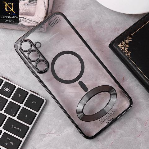 Samsung Galaxy A35 Cover - Black - Transparent Electroplating Borders Soft Silicon Magsafe Style Case With Camera Protection