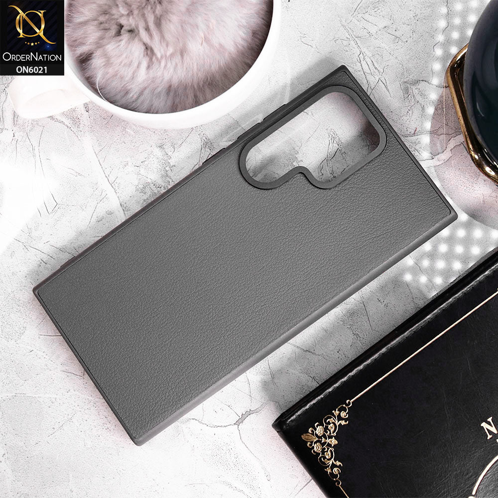 Samsung Galaxy S24 Ultra Cover - Gray - BIGC Leather Case With All Around Full Camera Protection