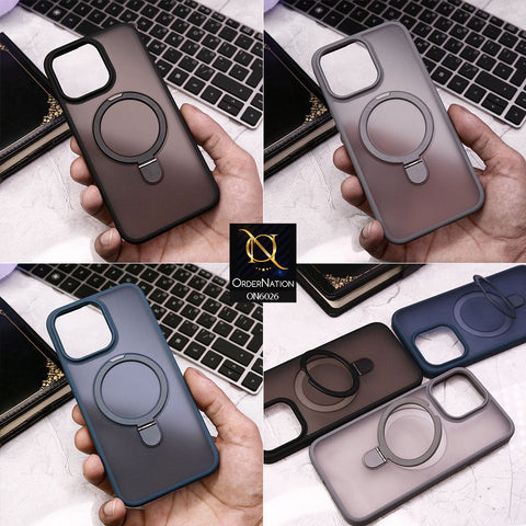 iPhone 15 Pro Max Cover - Gray - BIGC Creative Translucent Magsafe Bracket Holder Soft Borders Protective Case