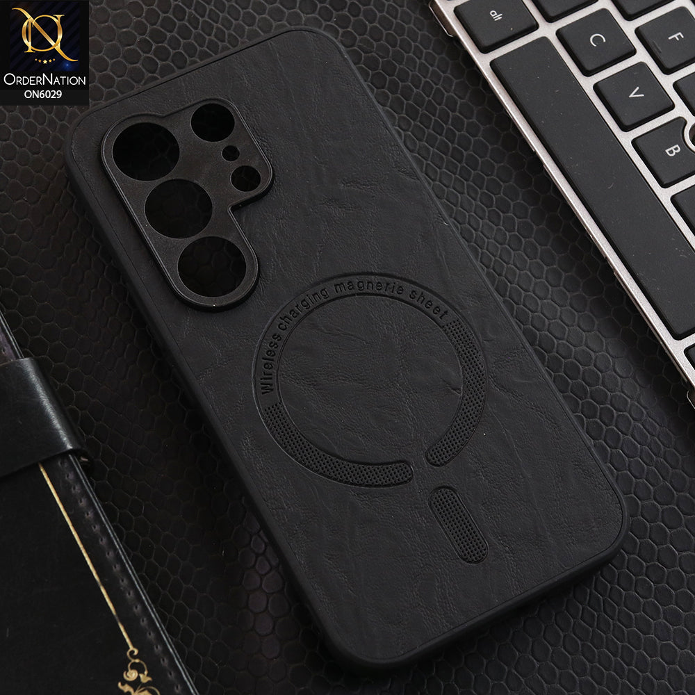Tecno Camon 50 4G Cover - Black - Elite Leather Finish Magnetic Wireless Charging Compatible Anti Shock Protective Back Cover