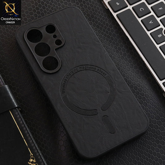 Tecno Camon 50 4G Cover - Black - Elite Leather Finish Magnetic Wireless Charging Compatible Anti Shock Protective Back Cover