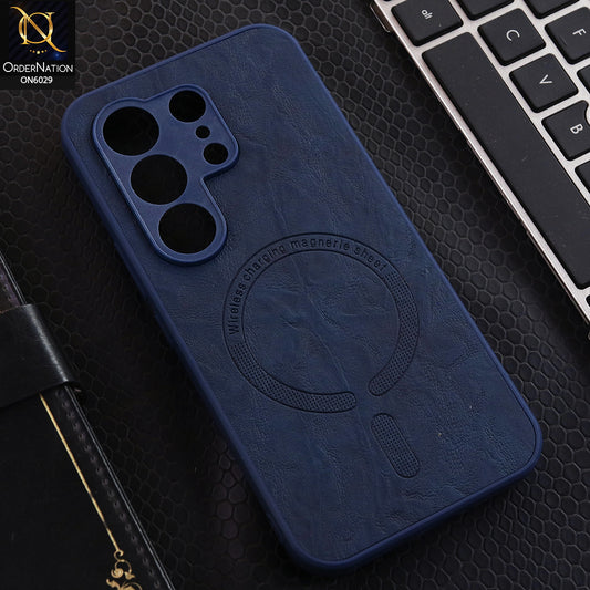 Tecno Camon 50 4G Cover - Blue - Elite Leather Finish Magnetic Wireless Charging Compatible Anti Shock Protective Back Cover