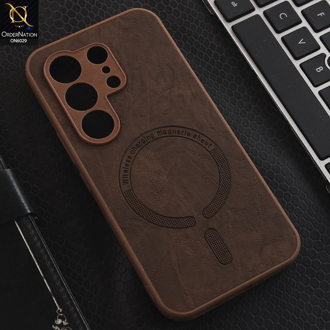 Tecno Camon 50 4G Cover - Brown - Elite Leather Finish Magnetic Wireless Charging Compatible Anti Shock Protective Back Cover