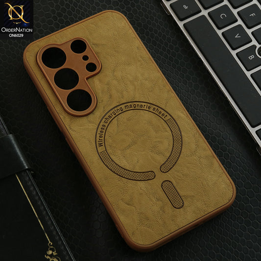 Tecno Camon 50 Pro 5G Cover - Light Brown - Elite Leather Finish Magnetic Wireless Charging Compatible Anti Shock Protective Back Cover