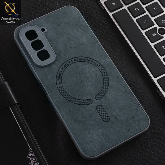 Infinix Hot 70 Cover - Grey - Elite Leather Finish Magnetic Wireless Charging Compatible Anti Shock Protective Back Cover