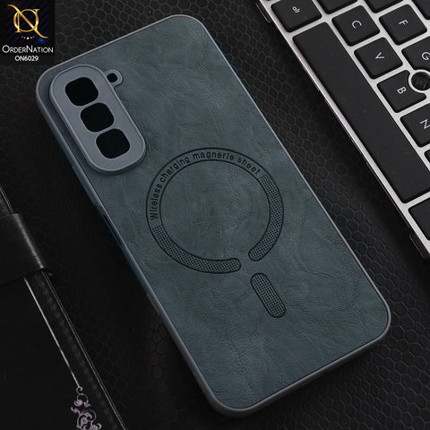 Infinix Hot 70 Cover - Grey - Elite Leather Finish Magnetic Wireless Charging Compatible Anti Shock Protective Back Cover