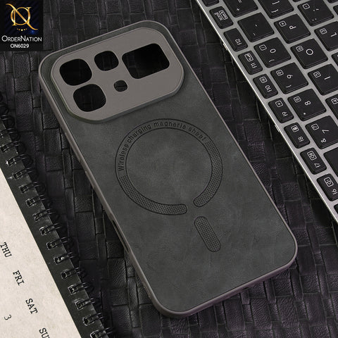 Infinix Note 60 Pro Cover - Gray - Elite Leather Finish Magnetic Wireless Charging Compatible Anti Shock Protective Back Cover