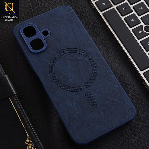 Infinix Smart 20 Cover - Blue - Elite Leather Finish Magnetic Wireless Charging Compatible Anti Shock Protective Back Cover