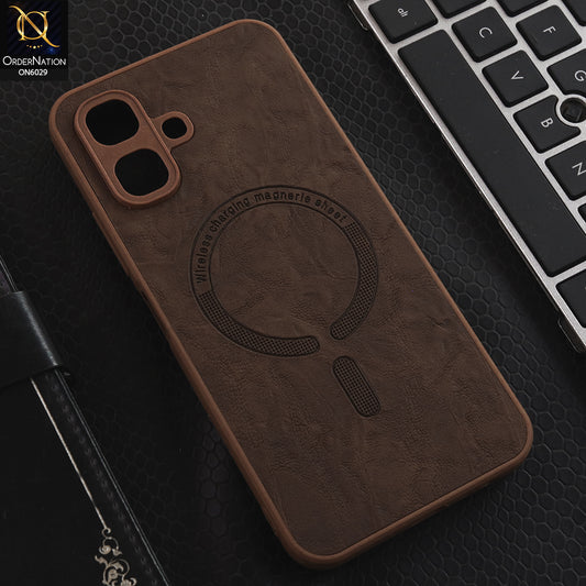 Infinix Smart 20 Cover  - Brown -Elite Leather Finish Magnetic Wireless Charging Compatible Anti Shock Protective Back Cover