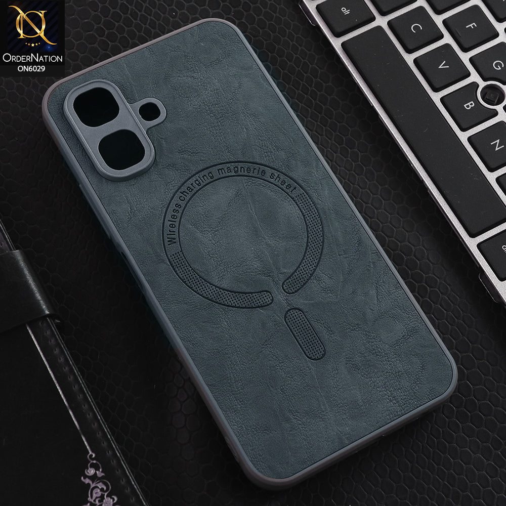 Infinix Smart 20 Cover - Grey - Elite Leather Finish Magnetic Wireless Charging Compatible Anti Shock Protective Back Cover