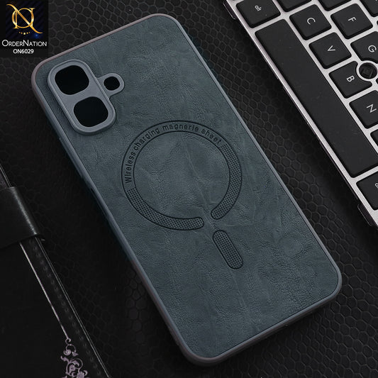 Infinix Smart 20 Cover  - Grey -Elite Leather Finish Magnetic Wireless Charging Compatible Anti Shock Protective Back Cover