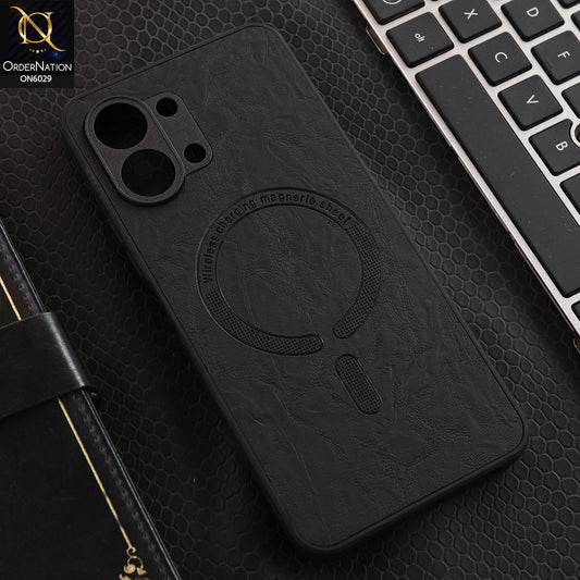 Tecno Spark Go 3 Cover - Black - Elite Leather Finish Magnetic Wireless Charging Compatible Anti Shock Protective Back Cover