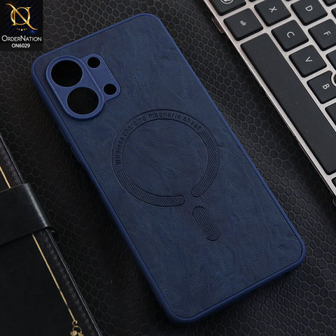 Tecno Spark Go 3 Cover - Blue - Elite Leather Finish Magnetic Wireless Charging Compatible Anti Shock Protective Back Cover