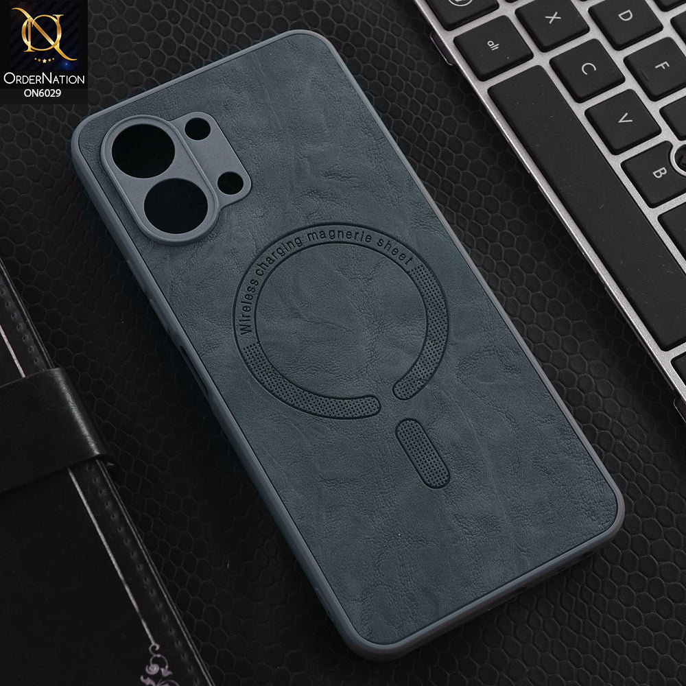 Tecno Spark Go 3 Cover - Grey - Elite Leather Finish Magnetic Wireless Charging Compatible Anti Shock Protective Back Cover