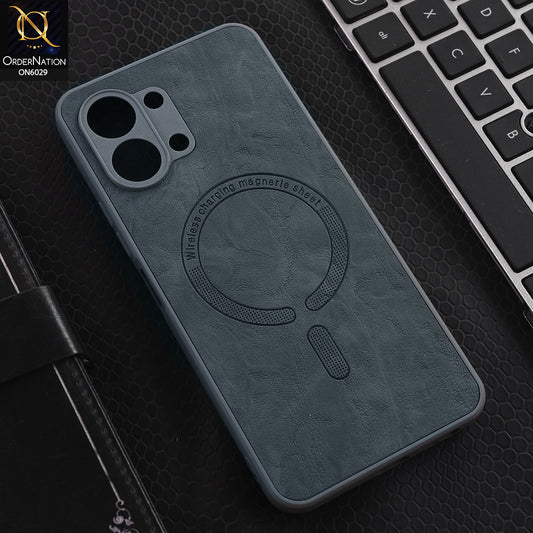 Tecno Spark Go 3 Cover - Grey - Elite Leather Finish Magnetic Wireless Charging Compatible Anti Shock Protective Back Cover