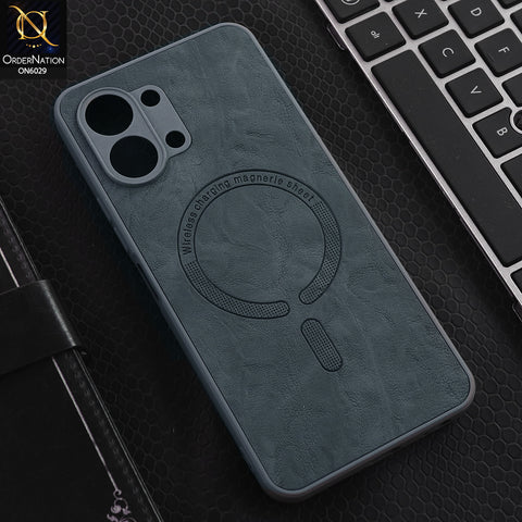 Tecno Spark Go 3 Cover - Grey - Elite Leather Finish Magnetic Wireless Charging Compatible Anti Shock Protective Back Cover