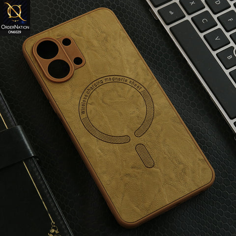 Tecno Spark Go 3 Cover - Light Brown - Elite Leather Finish Magnetic Wireless Charging Compatible Anti Shock Protective Back Cover