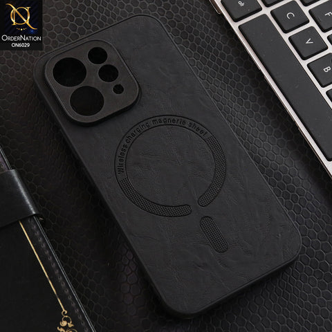 Vivo V70 Cover - Black - Elite Leather Finish Magnetic Wireless Charging Compatible Anti Shock Protective Back Cover