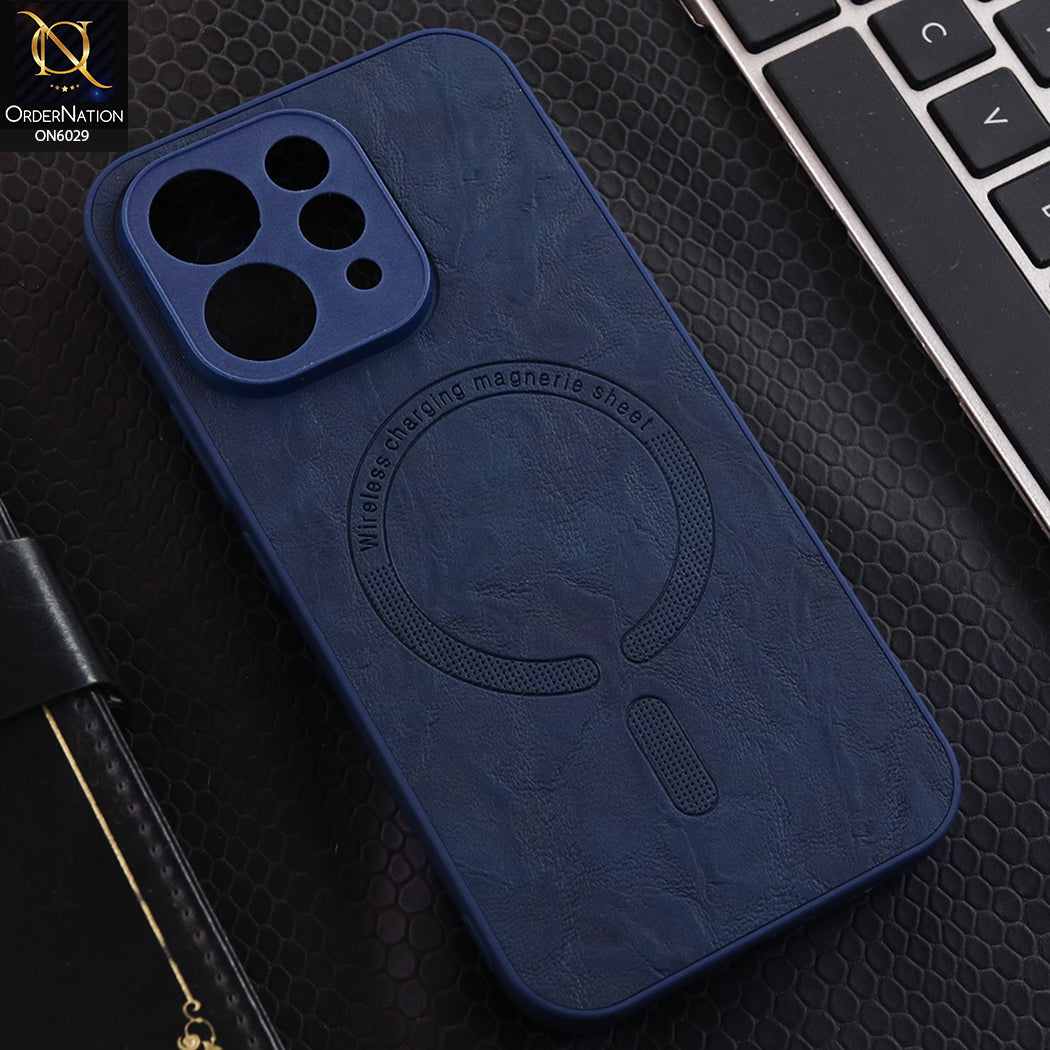 Vivo S50 Cover - Blue - Elite Leather Finish Magnetic Wireless Charging Compatible Anti Shock Protective Back Cover